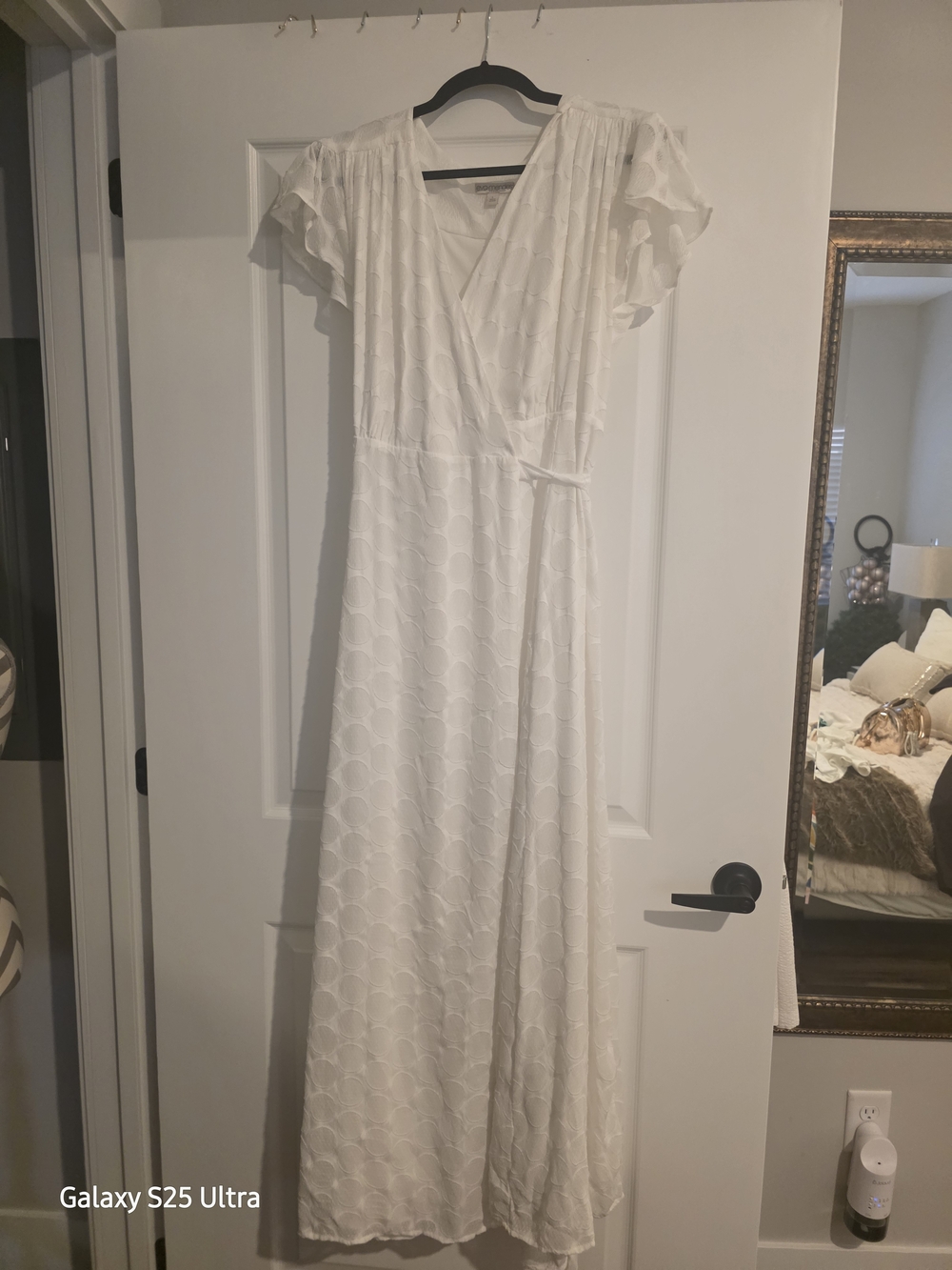 White Textured Wrap Maxi Dress